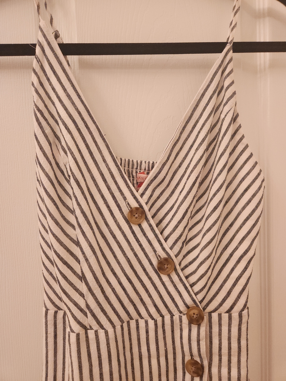 Urban Outfitters Gray and White Striped Button-Front Linen Midi Dress - Sz Small - Picture 5 of 6